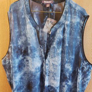 Roamans Sheer Blue Tank Top